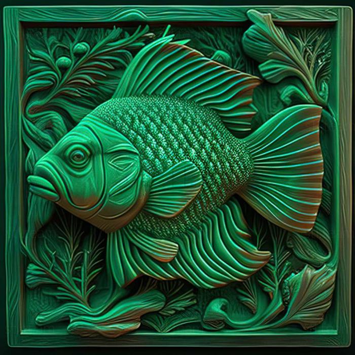 Green puntius fish